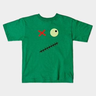 Scary face with one green eye Kids T-Shirt